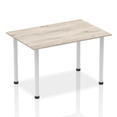 Impulse 1400mm Straight Table Grey Oak Top Silver Post Leg I003252 DD